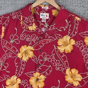 Reyn Spooner USC Trojans Silk Hawaiian Shirt XXL Floral Regency Silk Jacquard‎